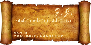 Fehérvári Júlia névjegykártya